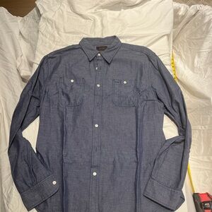 Jachs NY Navy Casual Button Down Shirt Size L